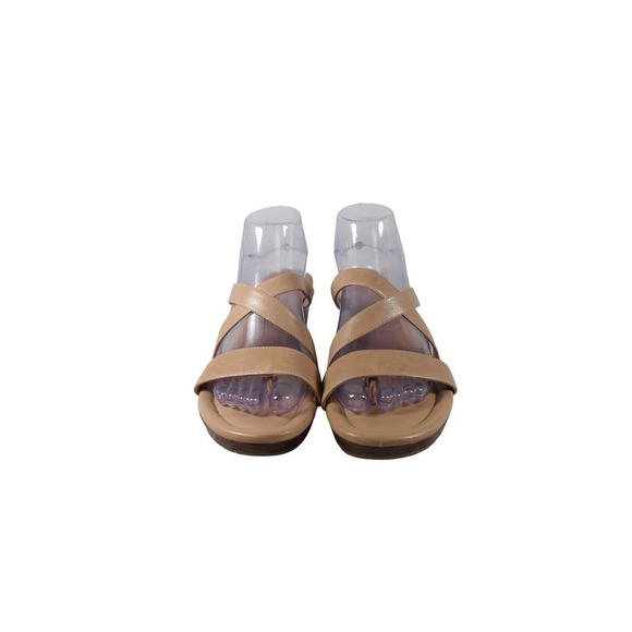 Cole Haan Shoes - Cole Haan D39923 Womens Tan Slip On Leather Wedge Slide Sandals Size US 9B